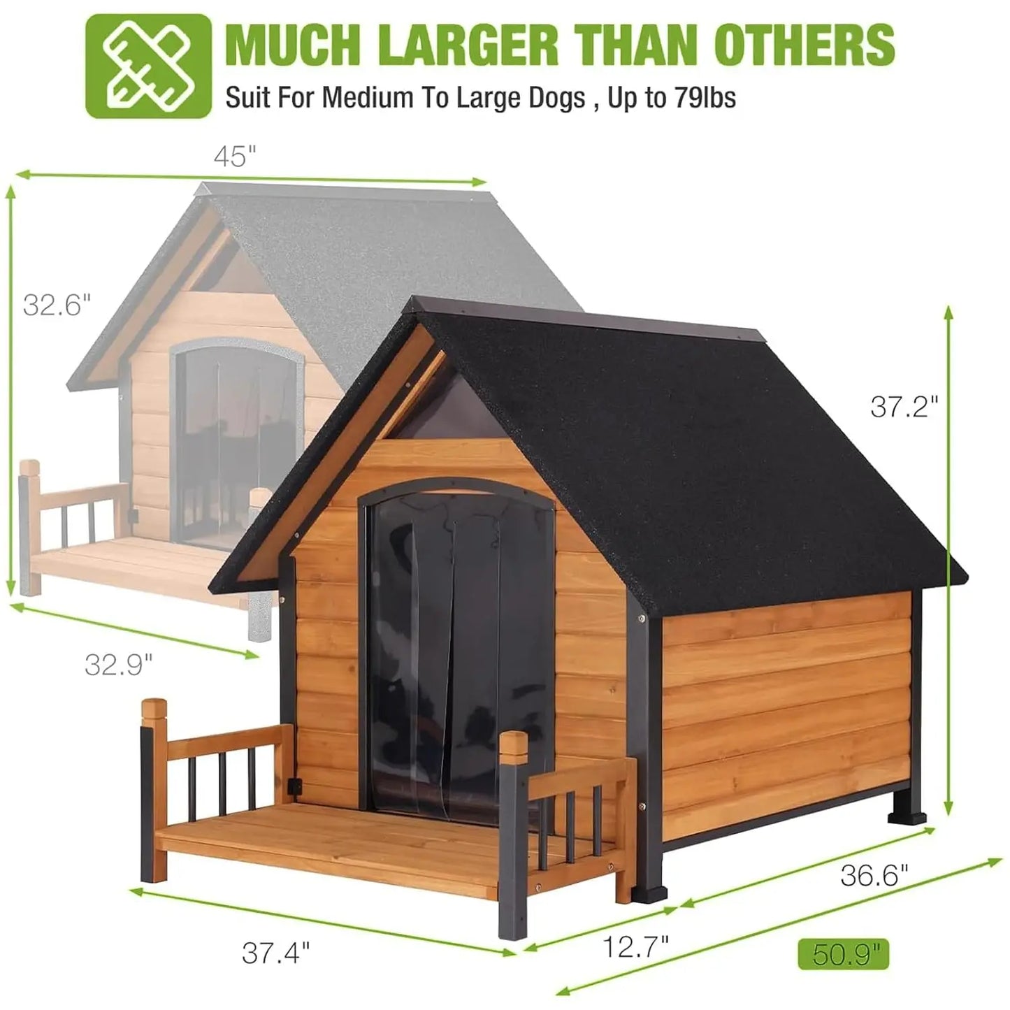 Heated Dog House for Outside Insulated Large Dog House Outdoor with Safe Heated Pad, Chew-Proof Metal Frame and Insulated Liner
