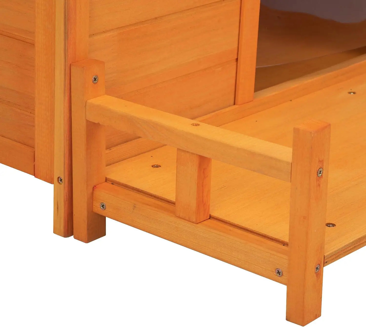 Wooden Dog House, Indoor Outdoor Pet Shelter with Platform, PVC Curtain, Door, Asphalt Roof, Pet House for Small to Medium