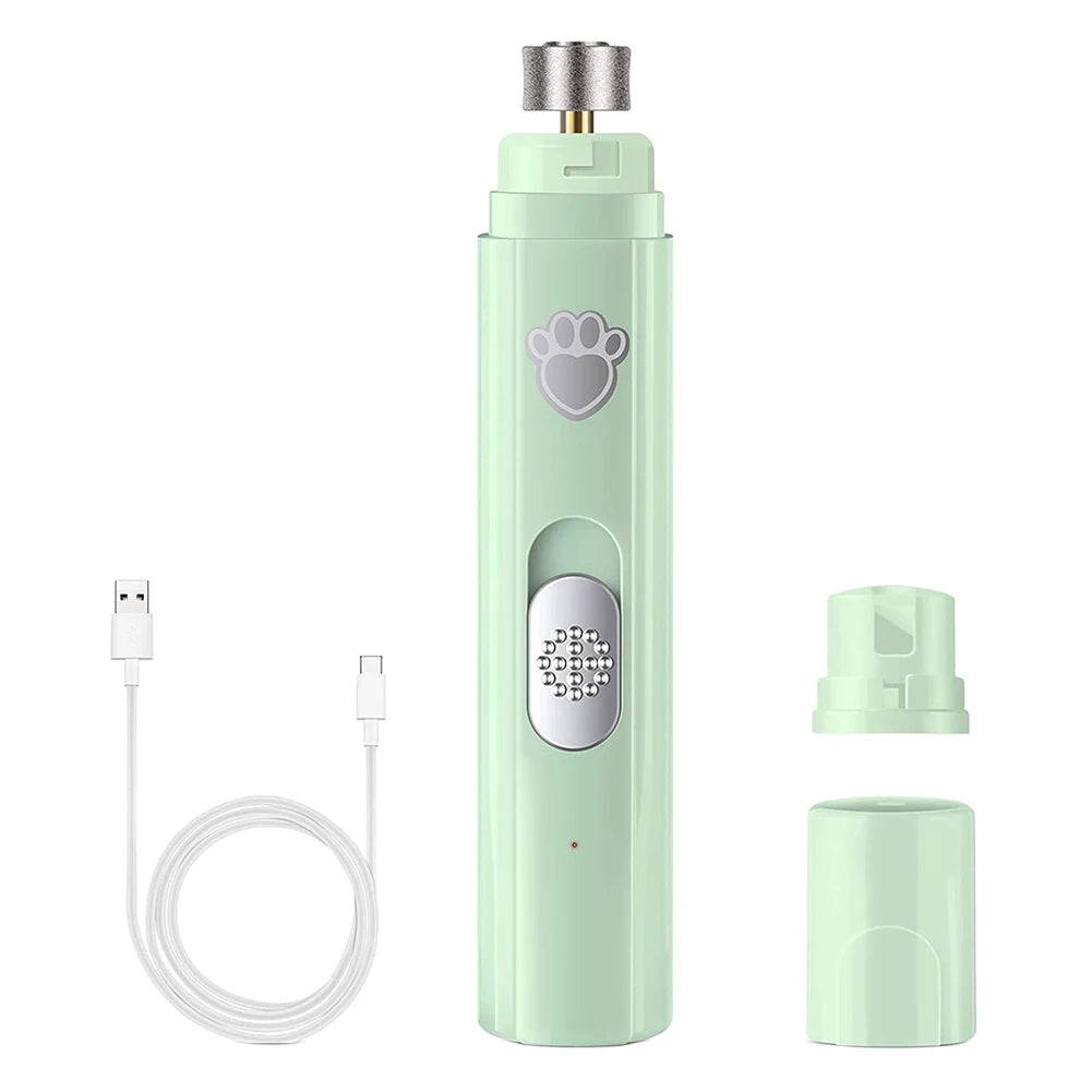 Electric Dog Nail Grinder USB Rechargeable LED Light Pet Nail Trimmer with 2 Speed Settings and Polisher Wheel