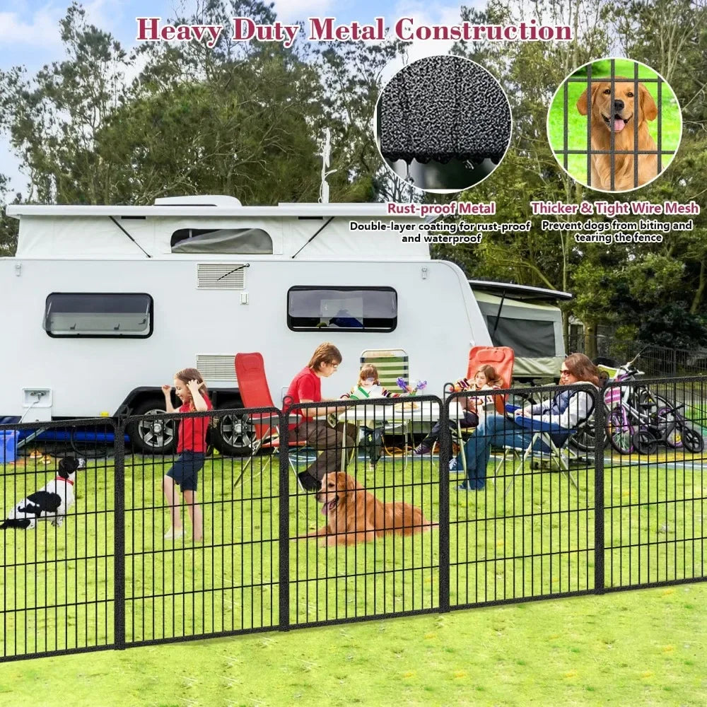 Dog Playpen Outdoor Dog Fence for Yard,  Pens Outside Anti-Rust Pet Playpen Exercise Pen with Lock for Large