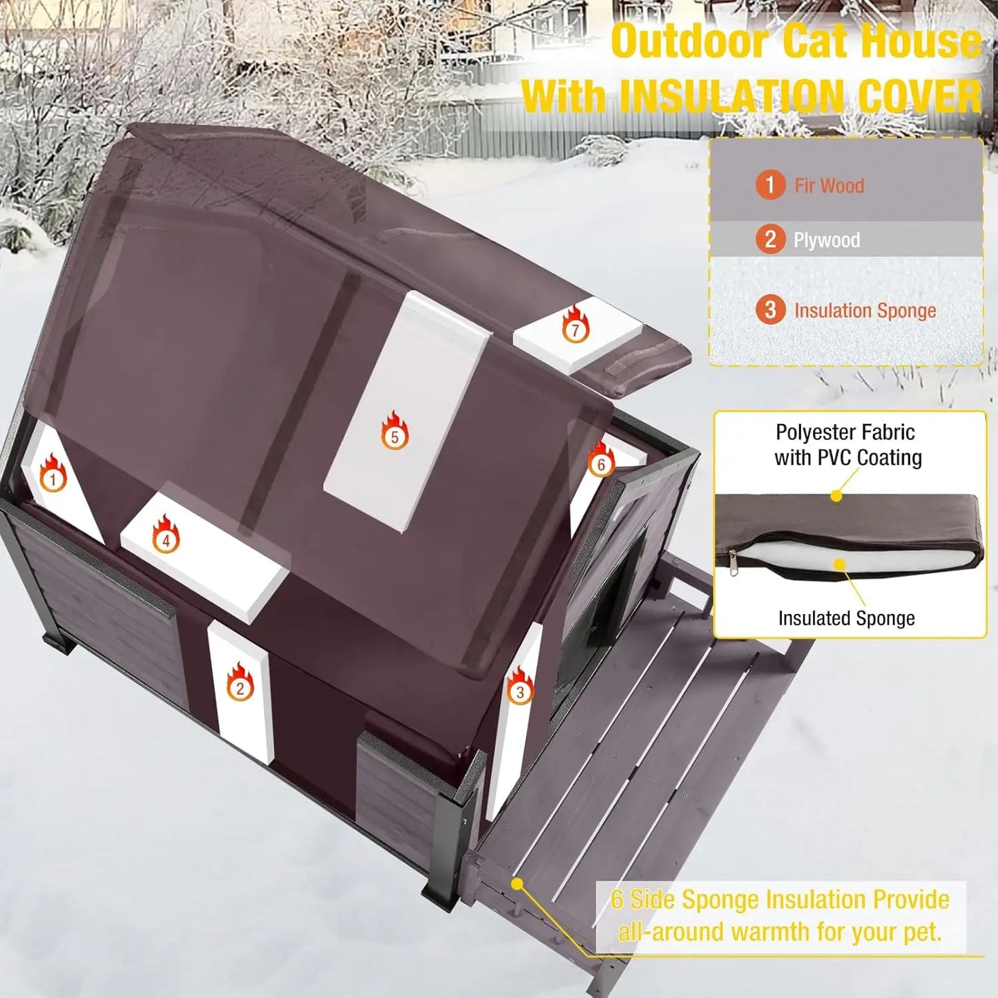 Dog House Outdoor with Metal Frame, Insulated Dog Kennel Outside for Small to Medium Breed, 45' Weatherproof Large Dog