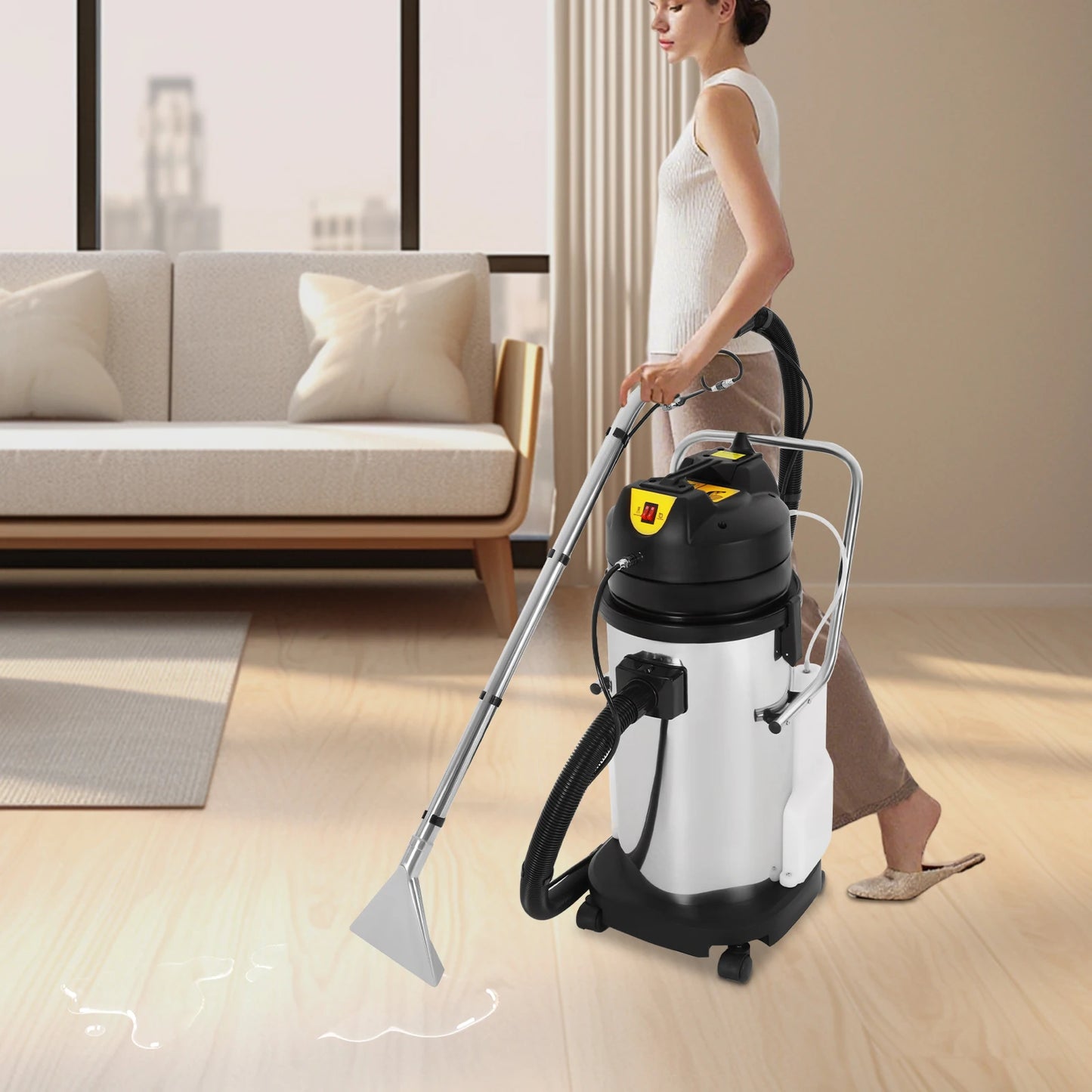 Commercial 40L Carpet Cleaner Machine 110V with Squeegee 1049W 230mbar Suction Extractor for Sofa Curtain Floor Cleaning