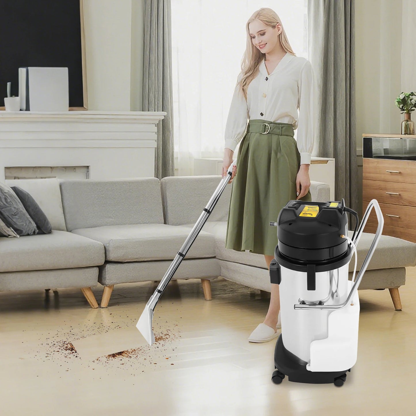 Commercial 40L Carpet Cleaner Machine 110V with Squeegee 1049W 230mbar Suction Extractor for Sofa Curtain Floor Cleaning