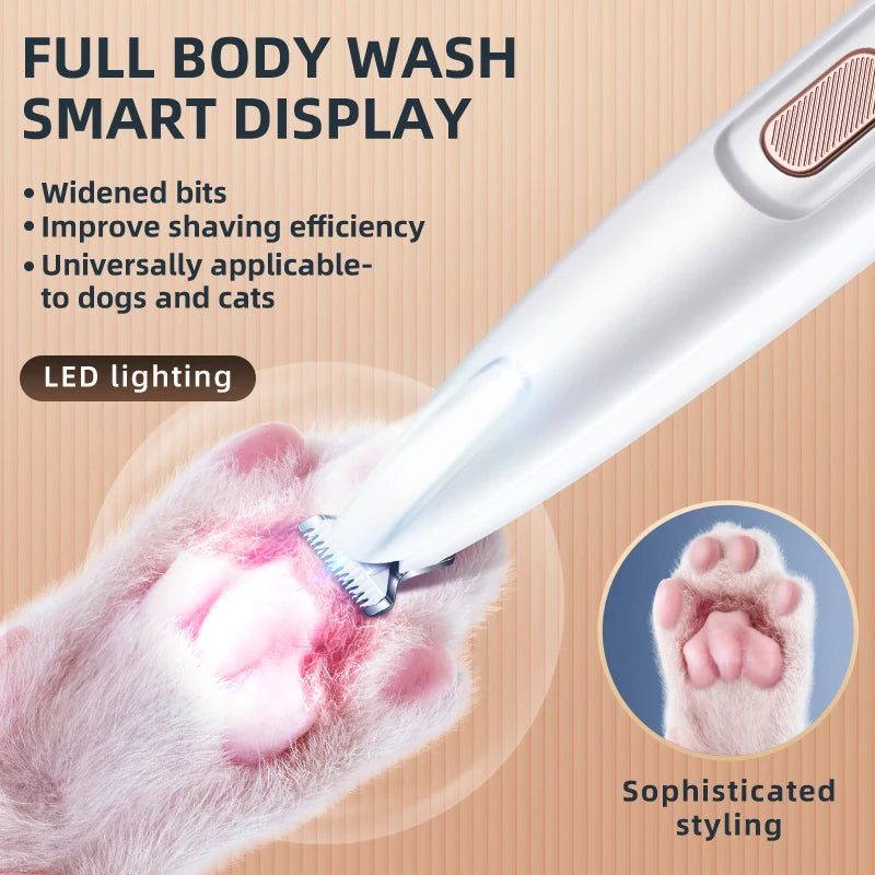 Portable Dog Paw Trimmer with Led Light - Pets Nail Grinder Shaver Clipper - Rechargeable Cordless Nail Grooming Tools for Cats