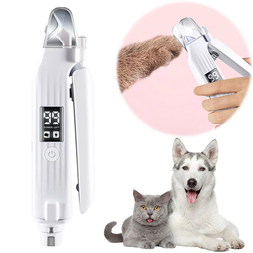 2 in 1 Electric Dog Nail Grinder and Clipper Rechargeable Pet Nail Grinder Quiet and Low Vibration Dog Nail Trimmer and Grinder