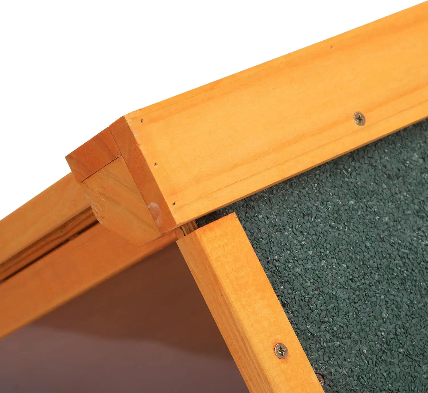Wooden Dog House, Indoor Outdoor Pet Shelter with Platform, PVC Curtain, Door, Asphalt Roof, Pet House for Small to Medium