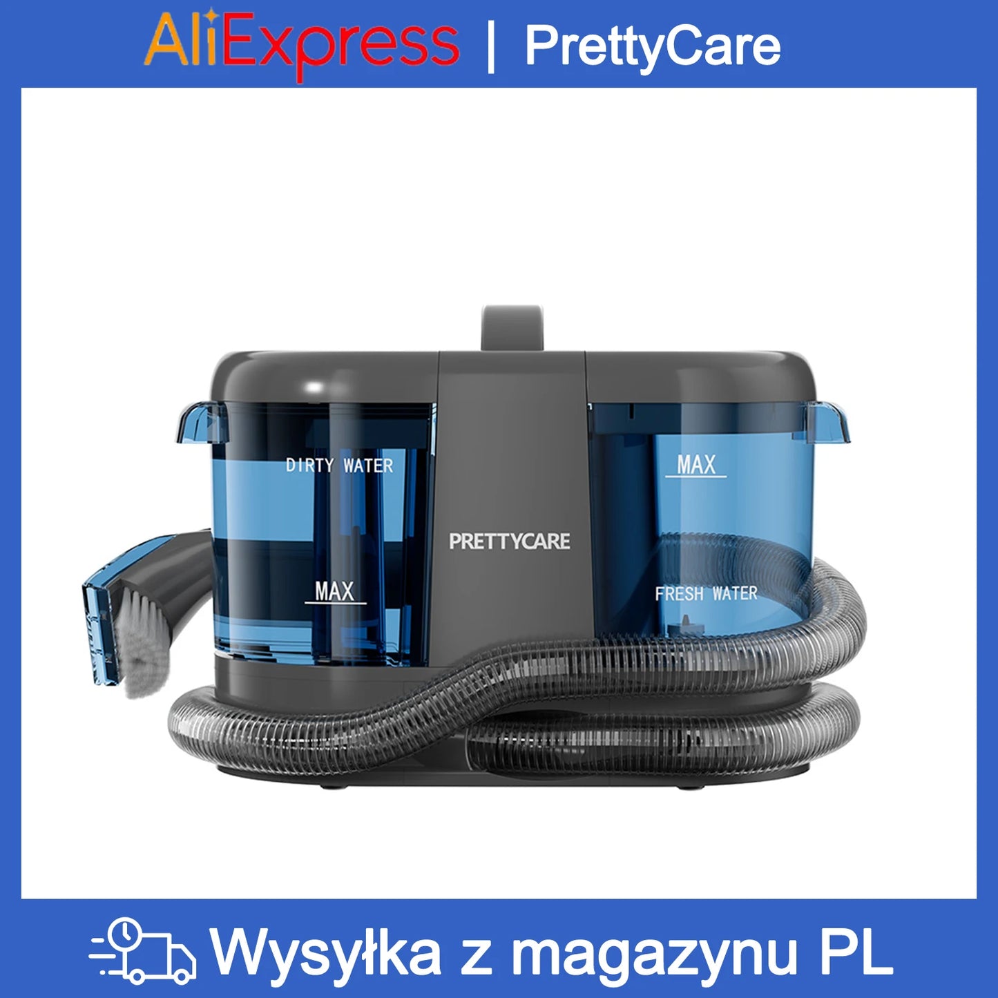 PrettyCare PC808 Cordless Carpet&Spot Vacuum Cleaner 1.4m Hose 30minutes Fabric Vacuum Cleaner with Wet Sprayer For Sofa Car