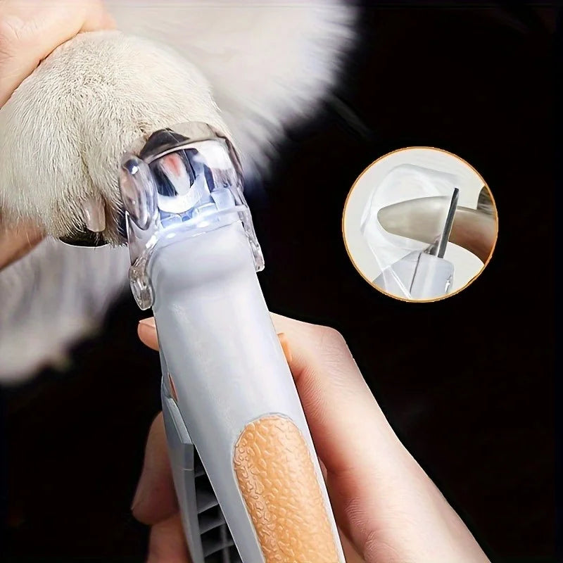 Pet Nail Clipper, Nail Trimmer for Dogs and Cats, Built-in LED Light, Steel Blades, Quick Trimming with Nail Collecto
