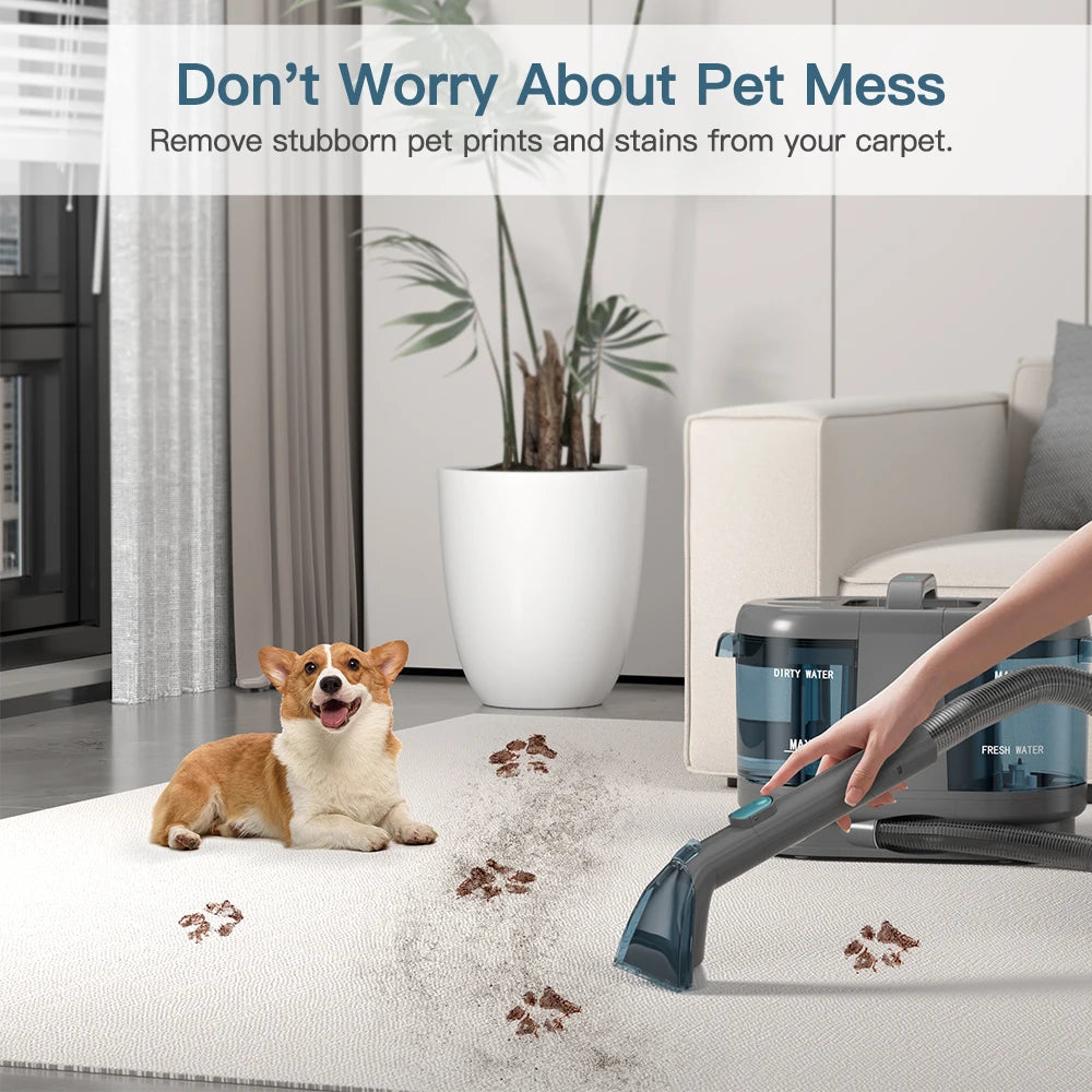 PrettyCare PC808 Cordless Carpet&Spot Vacuum Cleaner 1.4m Hose 30minutes Fabric Vacuum Cleaner with Wet Sprayer For Sofa Car