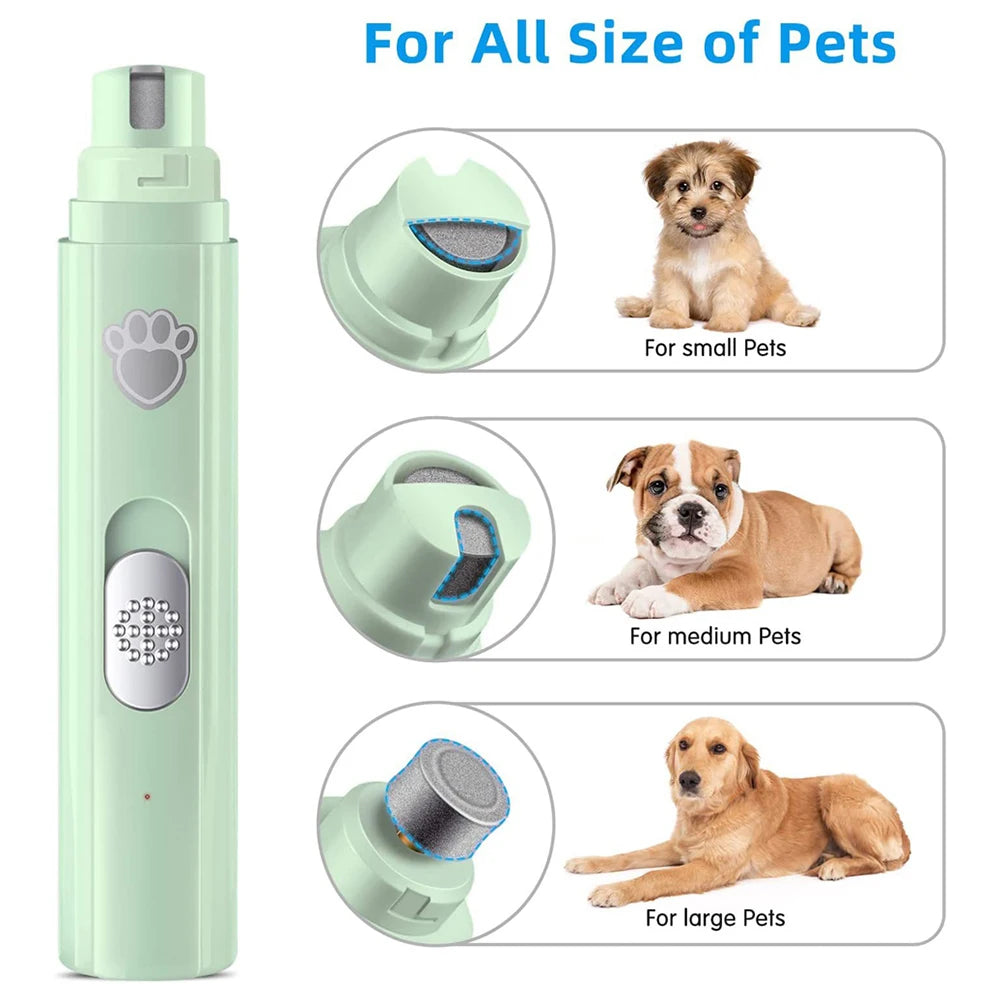 Electric Dog Nail Grinder USB Rechargeable LED Light Pet Nail Trimmer with 2 Speed Settings and Polisher Wheel