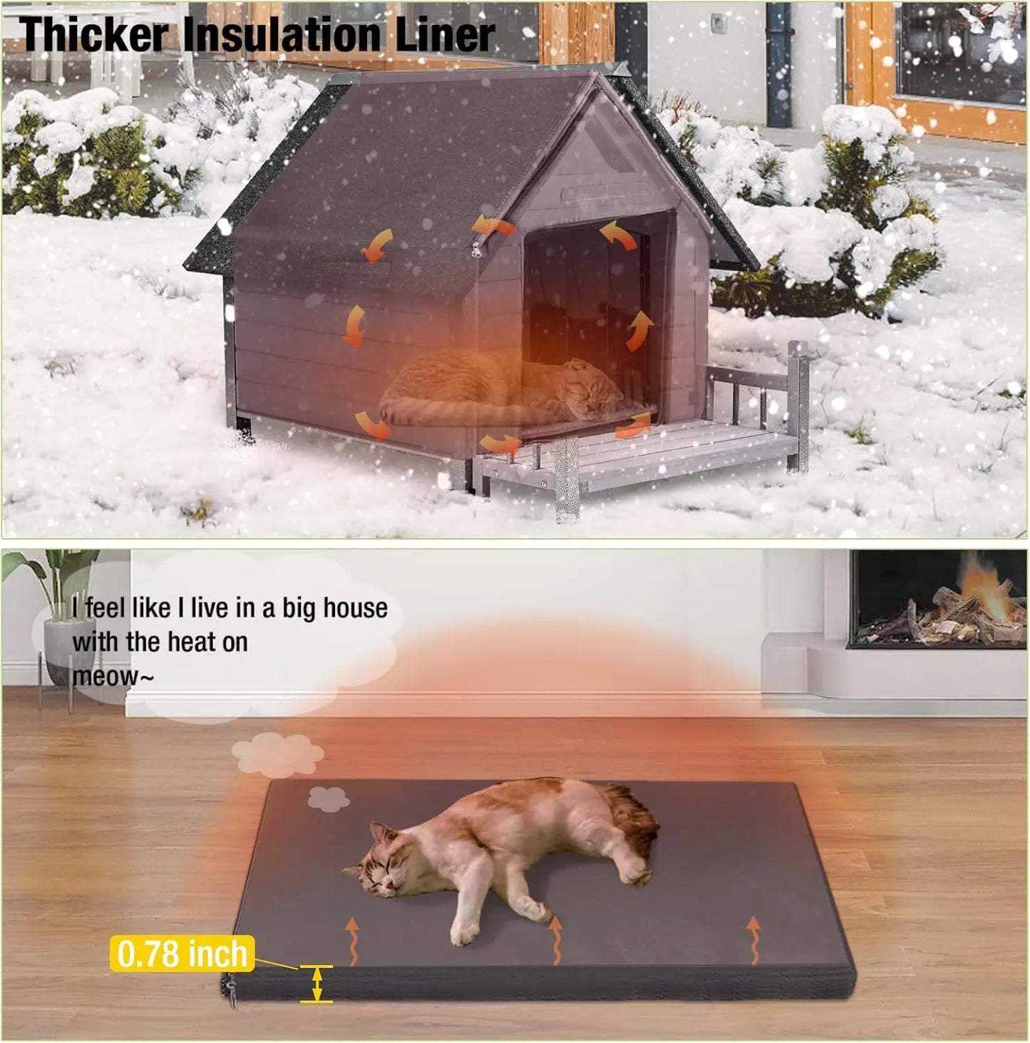 Dog House Outdoor with Metal Frame, Insulated Dog Kennel Outside for Small to Medium Breed, 45' Weatherproof Large Dog